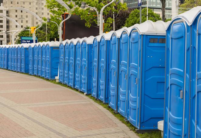 Seasonal porta potty units set up at a Boston, Massachusetts venue