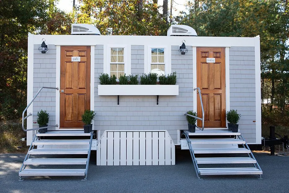 Wedding restroom units discretely staged at a venue in Boston, Massachusetts